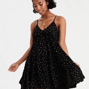 American Eagle Black Floral Women's Dress